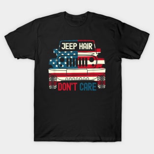 jeep hair don't care american flag jeep T-Shirt